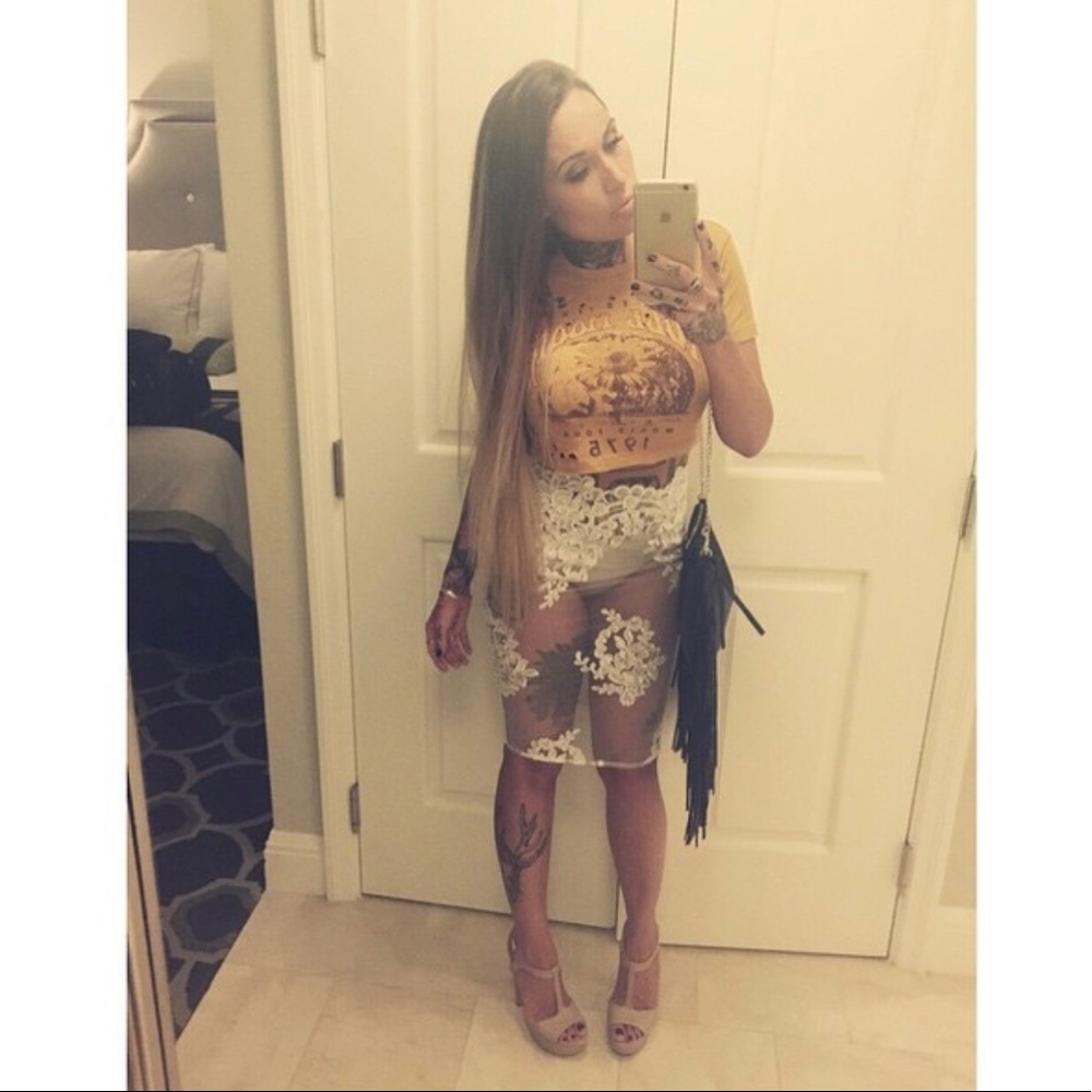 Lace with flower decal skirt